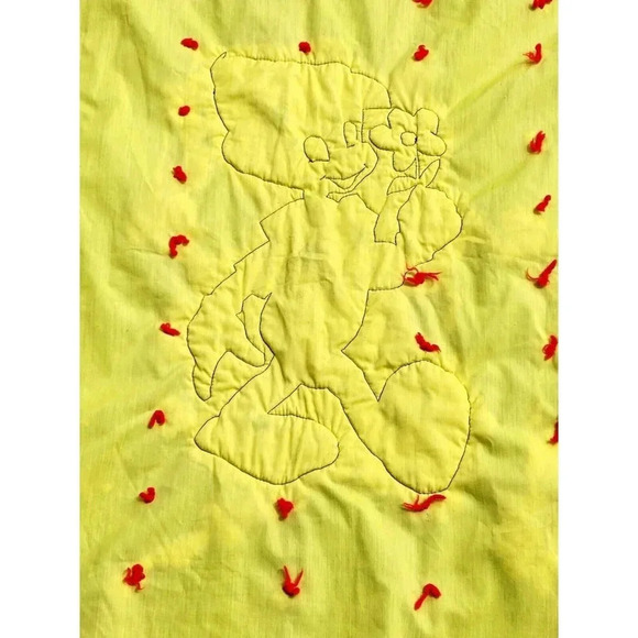 Vintage Disney Pinocchio Blue & Yellow Handmade Blanket Quilt Toddler 44… - Picture 7 of 8